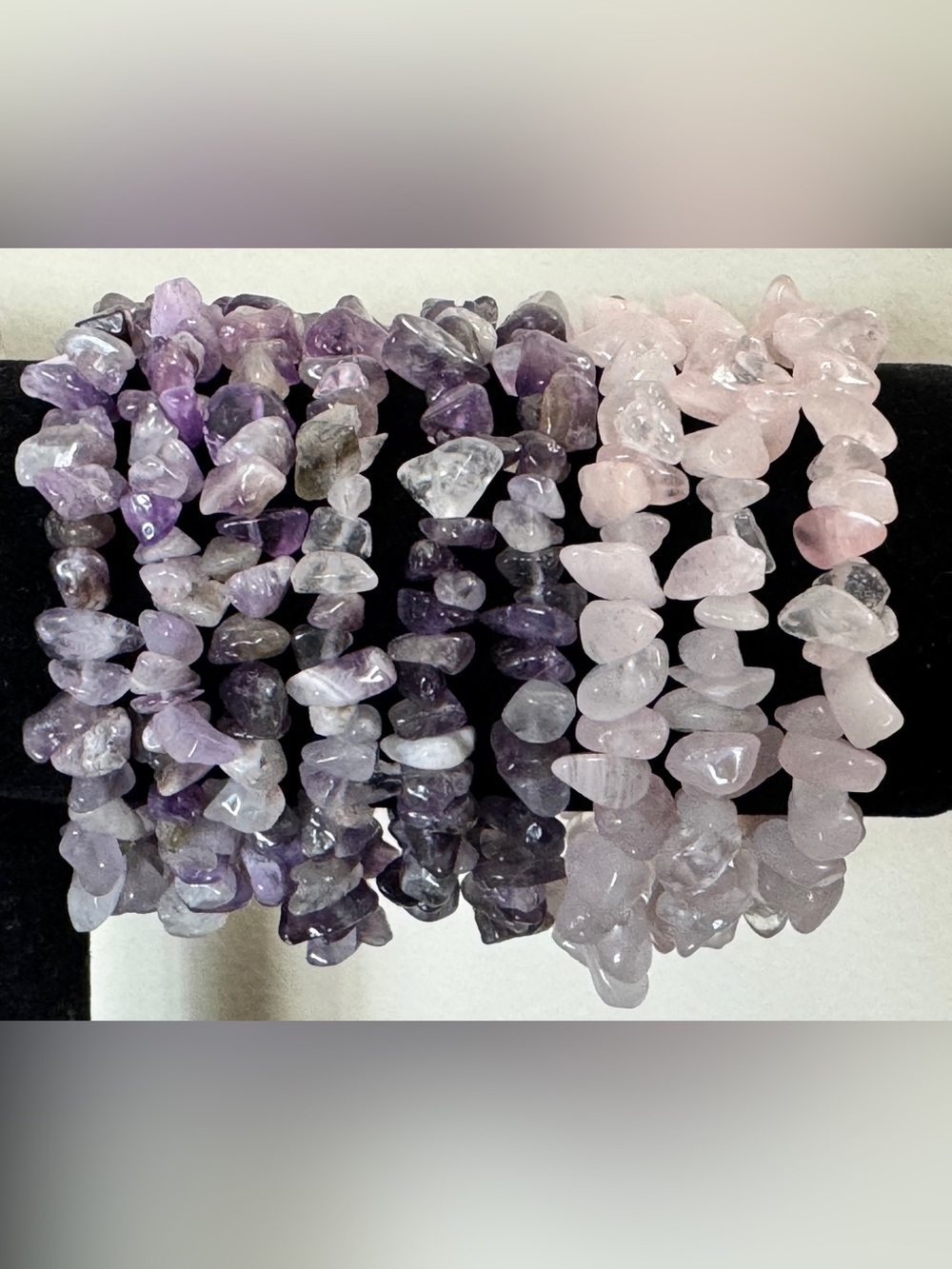 Hand Crafted Natural Gemstone Chip Stacking Bracelets - Picture 4 of 15